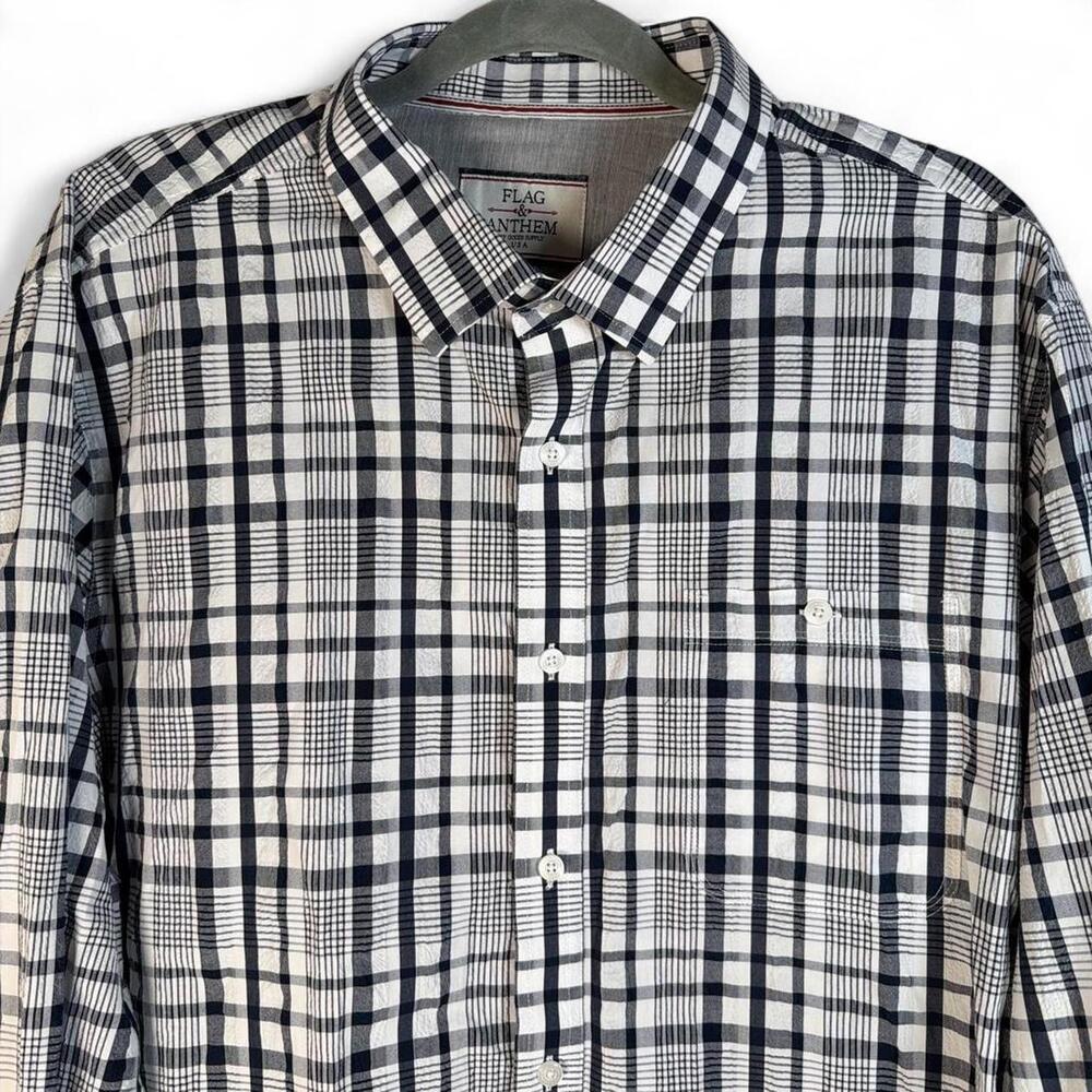 Flag & Anthem - Mens Plaid Button Up Long Sleeve Shirt - XXL